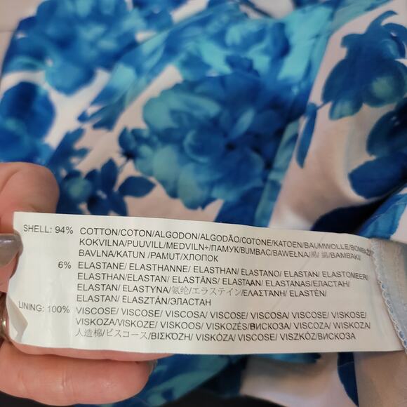 MinkPink Size XS	Blueberry Bloom Ivory and Blue Floral Print Romper Pleated - Picture 9 of 12